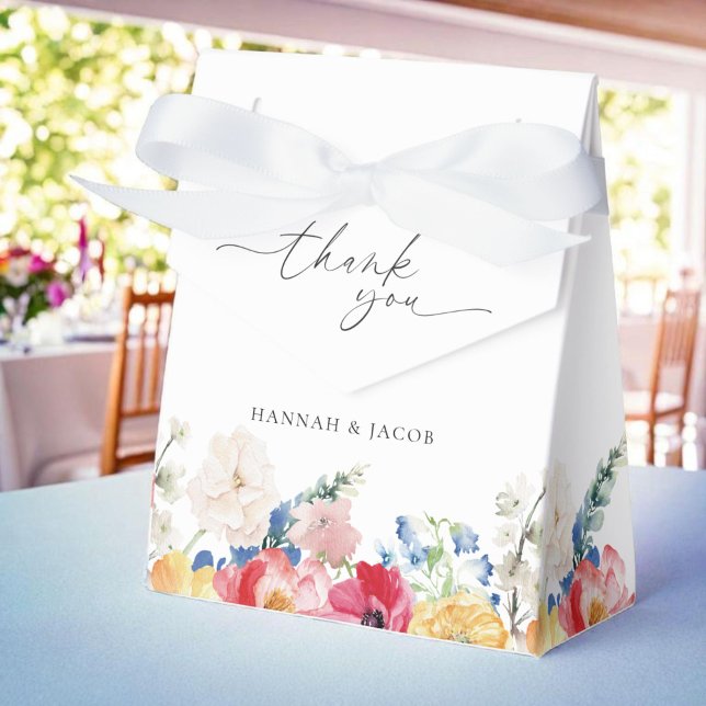 Colorful Wildflower Wedding Thank You Favor Boxes (Creator Uploaded)