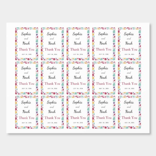 Colorful Wildflower Wedding Thank You Favors Tea Bag Drink Mix