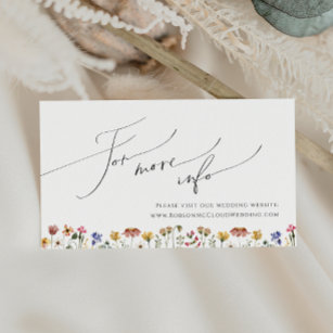 Colorful Wildflower   Wedding Website Enclosure Card