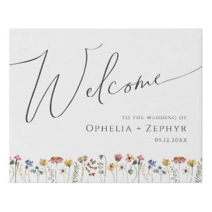Colorful Wildflower   Wedding Welcome Faux Canvas Print