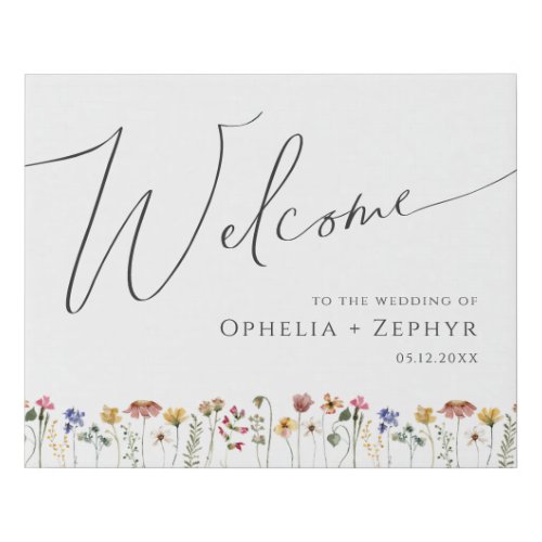 Colorful Wildflower  Wedding Welcome Faux Canvas Print