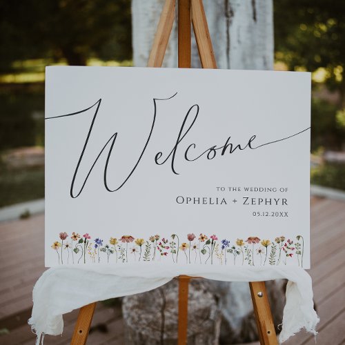 Colorful Wildflower  Wedding Welcome Foam Board