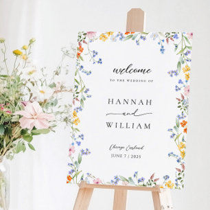 Colorful Wildflower Wedding Welcome Sign