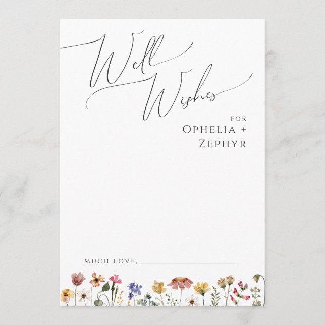 Colorful Wildflower | Wedding Well Wishes Card (Front)