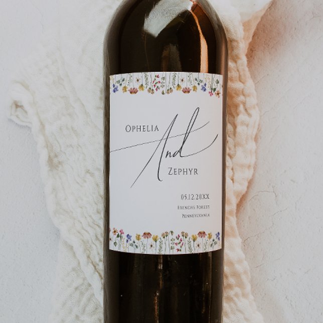 Colorful Wildflower | Wedding Wine Label (Creator Uploaded)