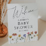 Colorful Wildflower Welcome Baby Shower Pedestal Sign