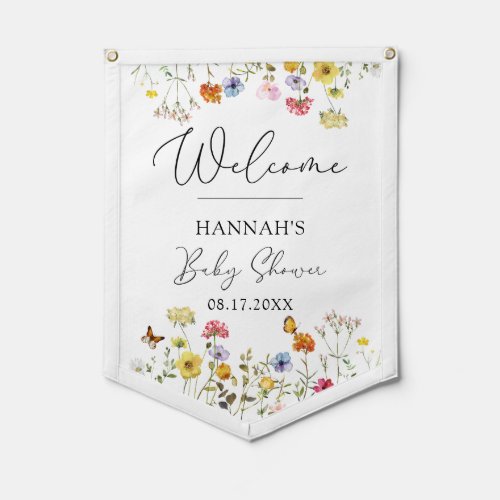Colorful Wildflower Welcome Baby Shower Pennant