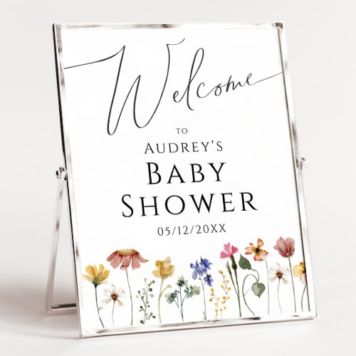 Colorful Wildflower Welcome baby Shower Sign