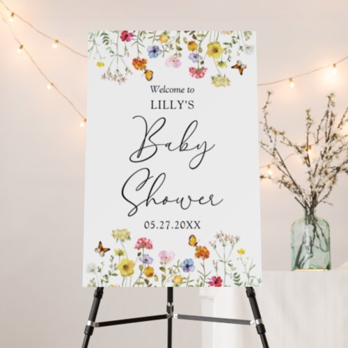 Colorful Wildflower Welcome Baby Shower Sign