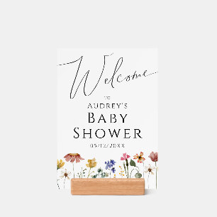 Colorful Wildflower Welcome Baby Shower Sign Holder