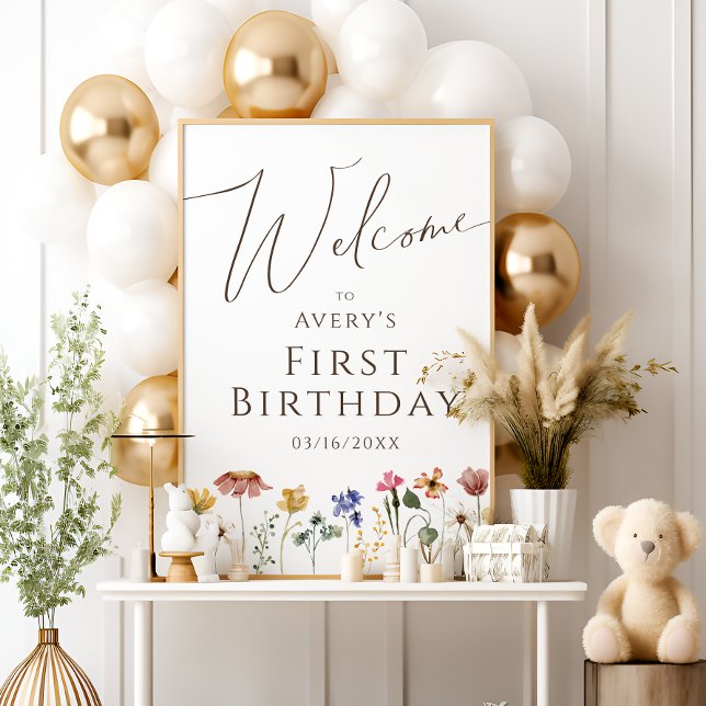 Colorful Wildflower Welcome Birthday Party Sign (Creator Uploaded)