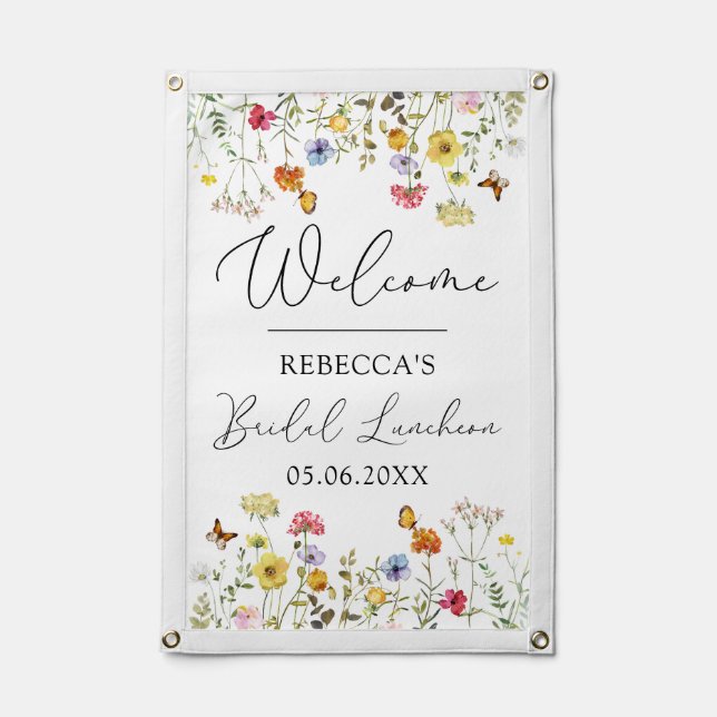 Colorful Wildflower Welcome Bridal Luncheon Pennant (Front)