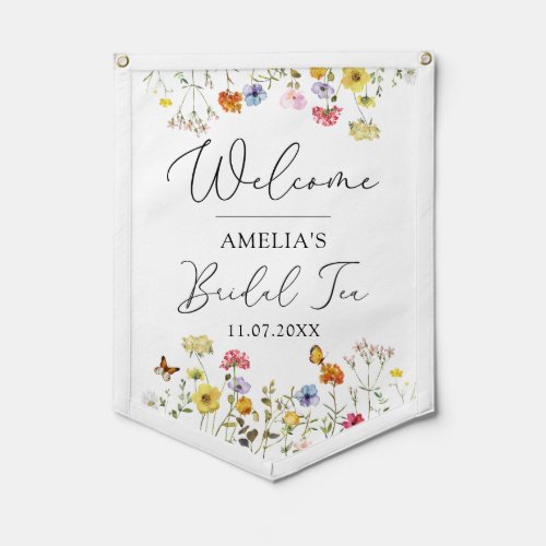 Colorful Wildflower Welcome Bridal Shower Tea Pennant