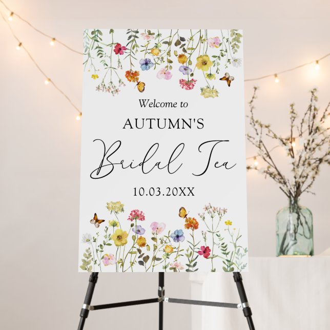 Colorful Wildflower Welcome Bridal Tea Shower Sign (In Situ (Stand))