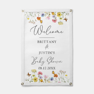 Colorful Wildflower Welcome Couples Baby Shower Pennant