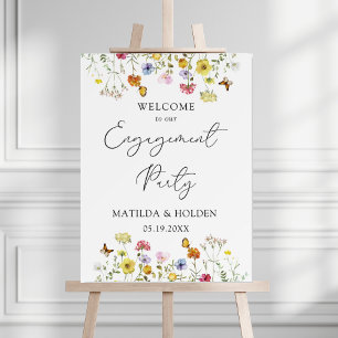Colorful Wildflower Welcome Engagement Party Sign