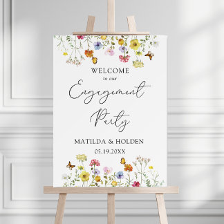 Colorful Wildflower Welcome Engagement Party Sign