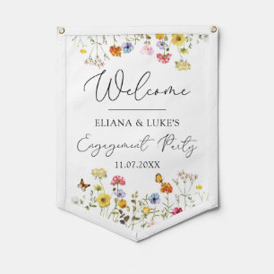 Colorful Wildflower Welcome Engagement Party Sign Pennant