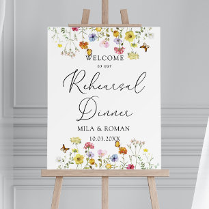 Colorful Wildflower Welcome Rehearsal Dinner Sign