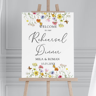 Colorful Wildflower Welcome Rehearsal Dinner Sign