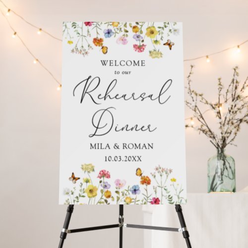 Colorful Wildflower Welcome Rehearsal Dinner Sign