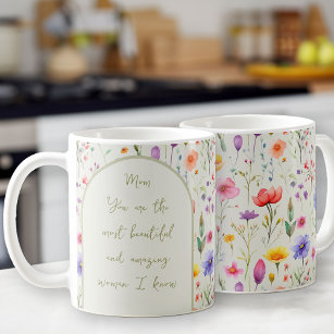 Colorful Wildflower Whimsical Lettering Soft Green Coffee Mug