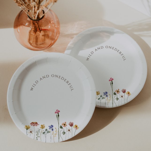 Colorful Wildflower Wild and Onederful Birthday Paper Plates (Creator Uploaded)