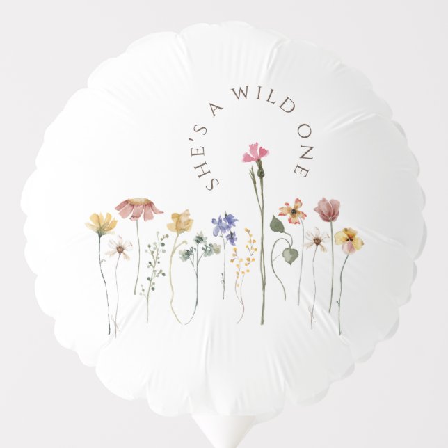 Colorful Wildflower Wild One Birthday Party Balloon (Front)