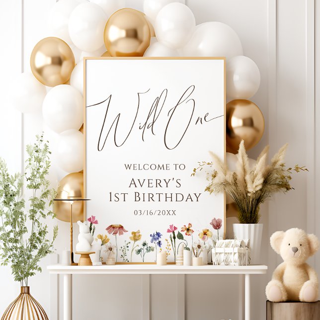 Colorful Wildflower Wild One Welcome Birthday Sign (Creator Uploaded)
