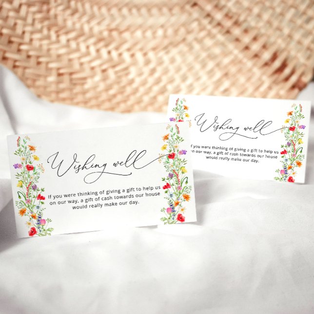 Colorful wildflower wishing well bridal shower enclosure card (Creator Uploaded)
