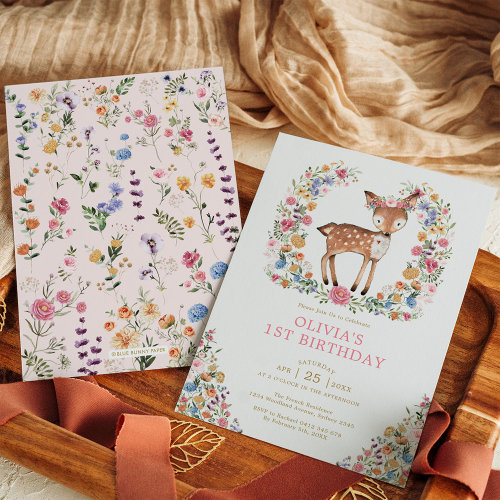 Colorful Wildflower Woodland Deer Girl Birthday