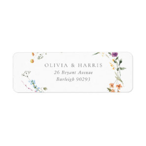 Colorful Wildflower Wreath Return Address Label