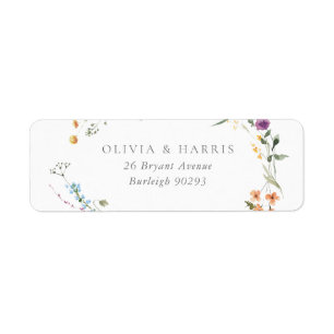 Colorful Wildflower Wreath Return Address Label