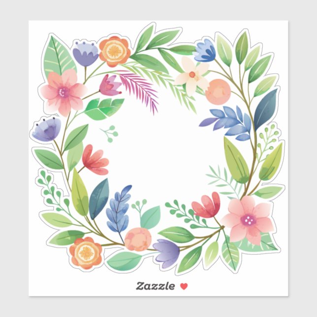 Colorful Wildflower Wreath Sticker (Sheet)