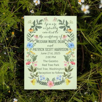Colorful Wildflower Wreath Wedding