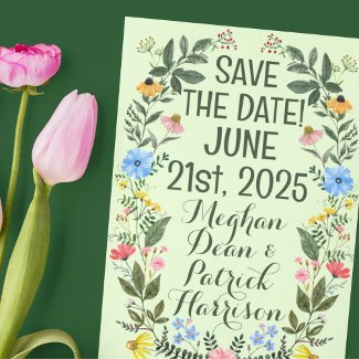 Colorful Wildflower Wreath Wedding Save-the-Date
