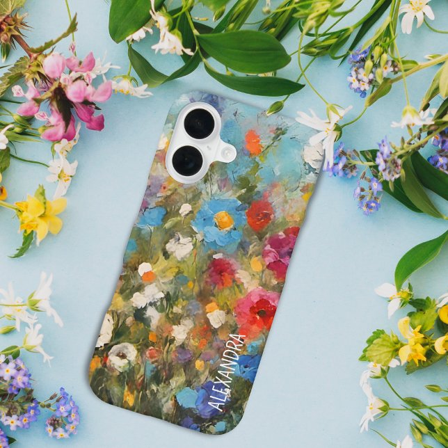 Colorful Wildflowers Abstract Floral  iPhone Case (This pretty floral phone case is available in various styles for multiple phone makes and models.)