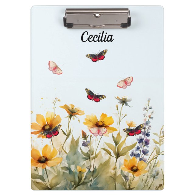 Colorful Wildflowers and Butterflies Clipboard (Front)