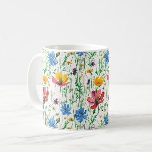 Colorful Wildflowers and Green Grass Coffee Mug