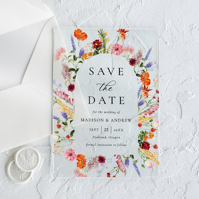 Colorful Wildflowers Arch Wedding Save the Date (Creator Uploaded)