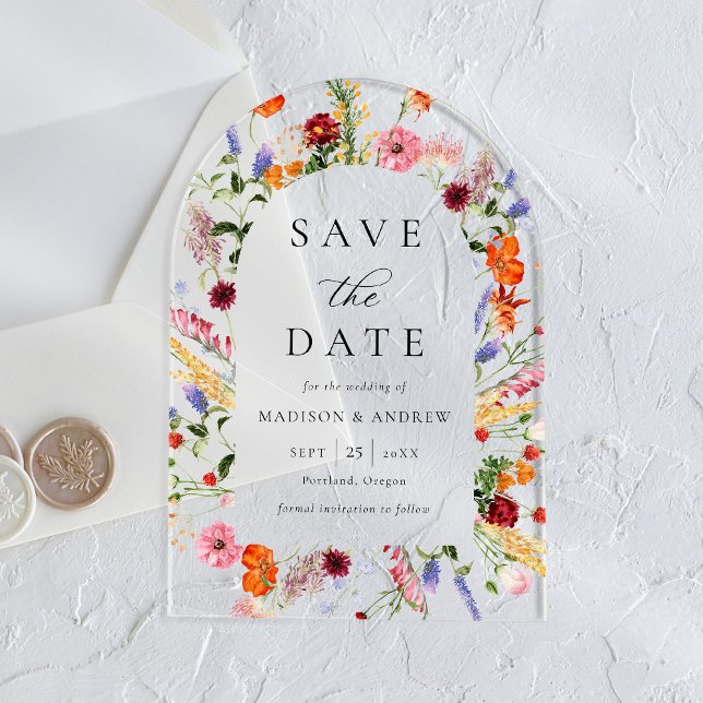 Colorful Wildflowers Arch Wedding Save the Date (Creator Uploaded)