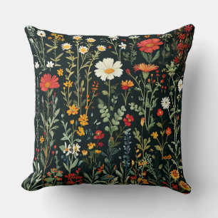 Colorful Wildflowers Arrangement Throw Pillow