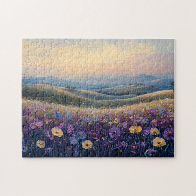 Colorful Wildflowers at Sunset Jigsaw Puzzle (Horizontal)
