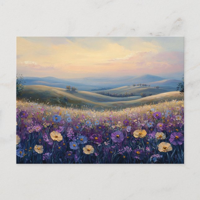 Colorful Wildflowers at Sunset Postcard (Front)