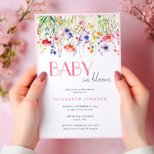 Colorful Wildflowers Baby In Bloom Baby Shower Invitation