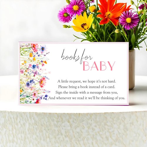 Colorful Wildflowers Baby Shower Books for Baby Enclosure Card