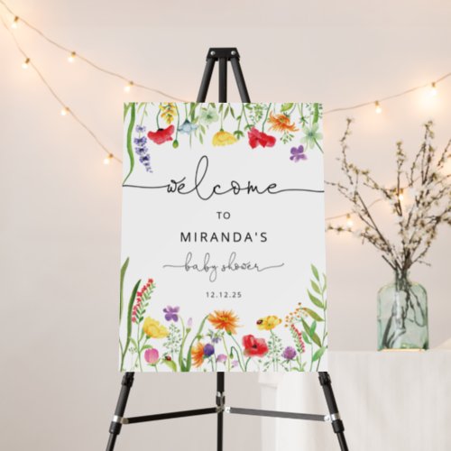 Colorful Wildflowers Baby Shower Welcome Sign