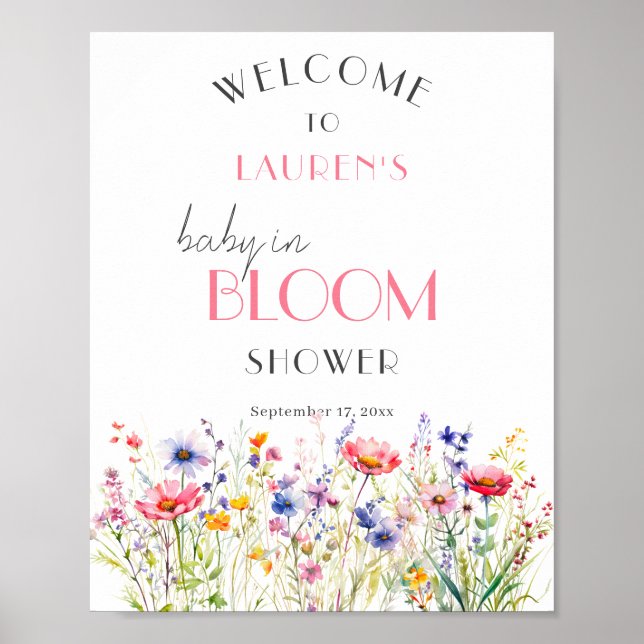 Colorful Wildflowers Baby Shower Welcome Sign (Front)