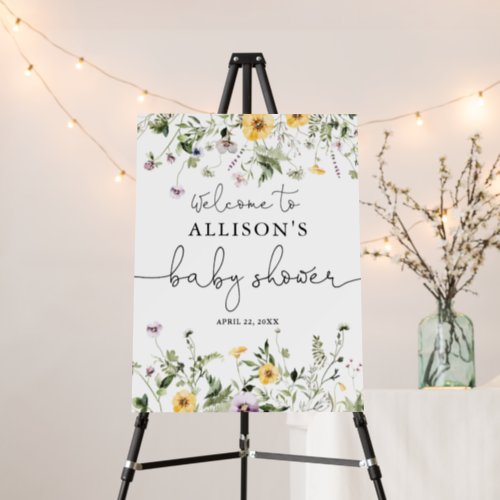 Colorful wildflowers baby shower welcome sign