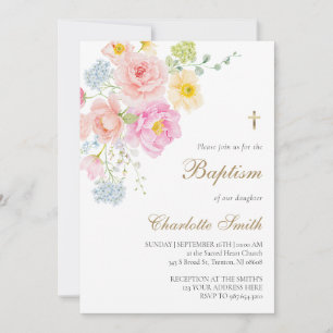 colorful wildflowers Baptism Invitation